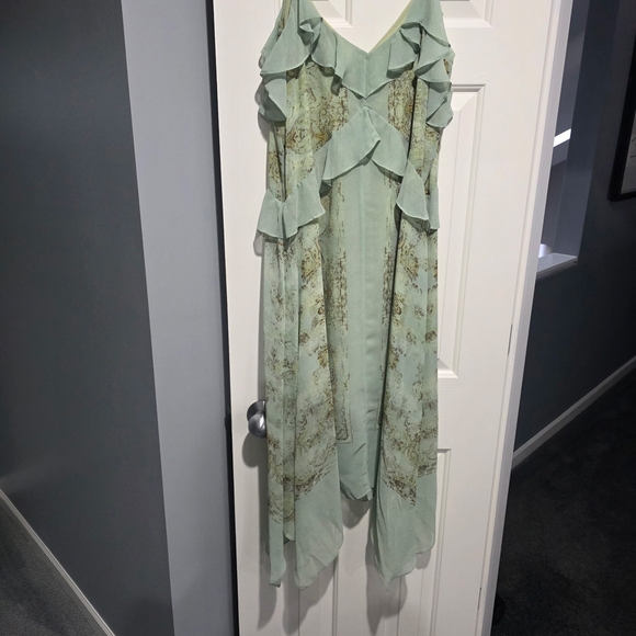 BCBGMaxAzria Mint Green Ruffle Slip Dress - Picture 2 of 7